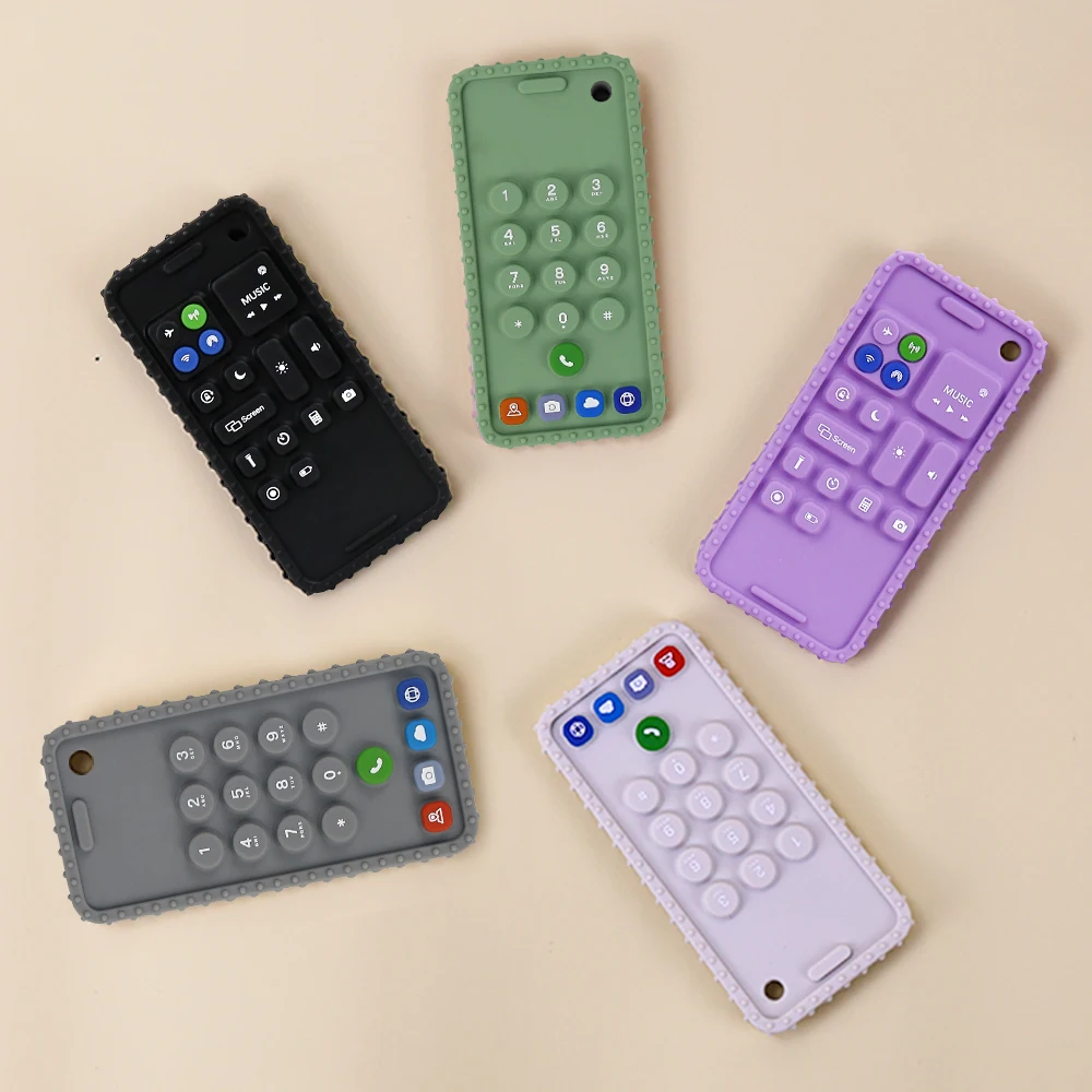 BPA Free CPC Newborn Babies Cellphone Shaped Teething Toys All Style Silicone Remote Control Baby Teethers for Babies
