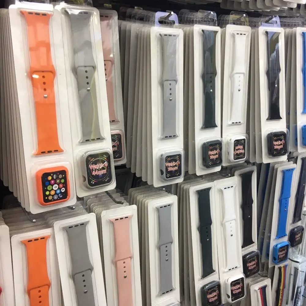 
2 in 1 Packed together Protective Soft Silicone Watch Cover and Watch Stap for Apple Watch 5 4 3 2 1 Generations 