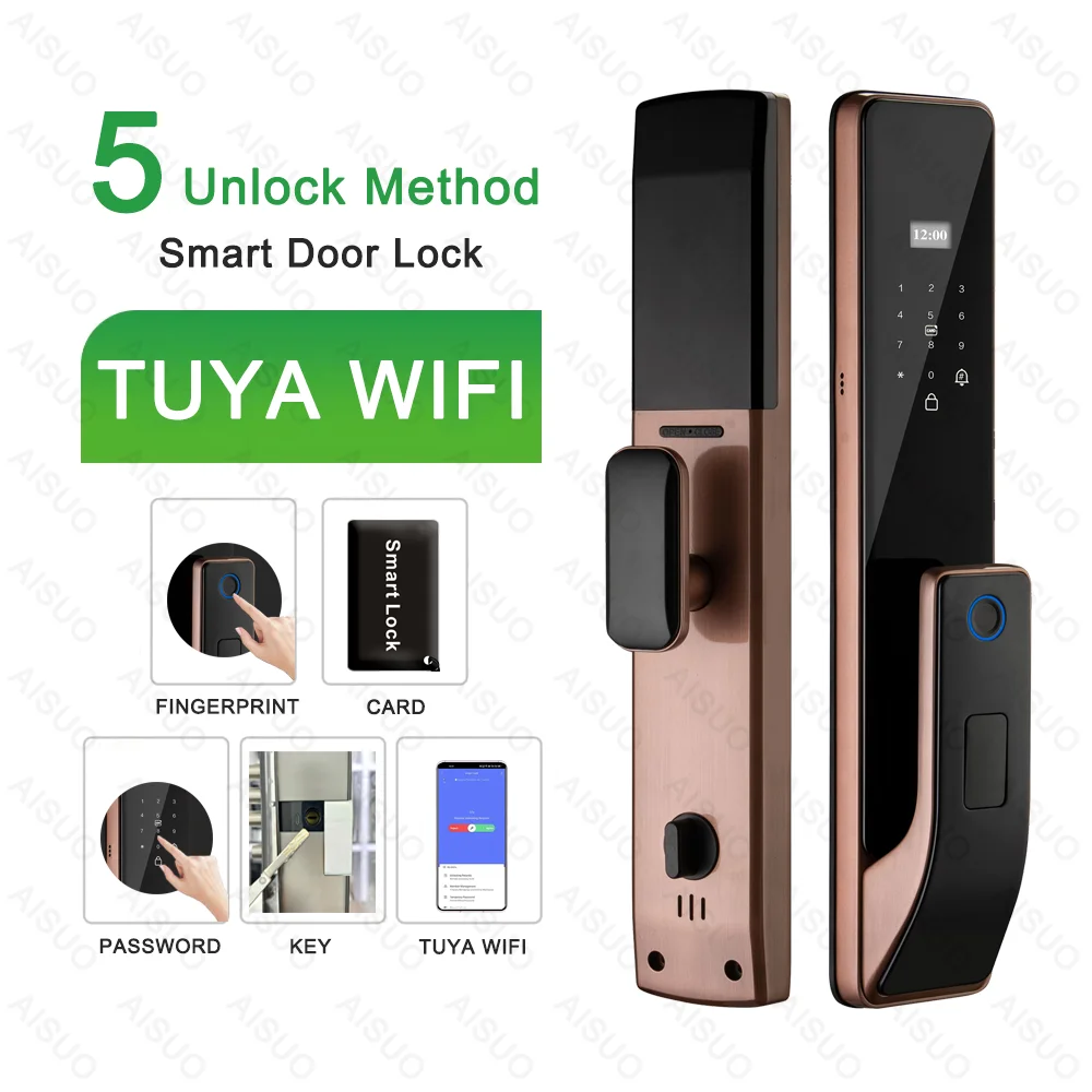 AISUO  Free Shipping  Panel Handle Glass   Key Box Barn Sliding  Digital Cerradura Inteligente Smart Door Lock