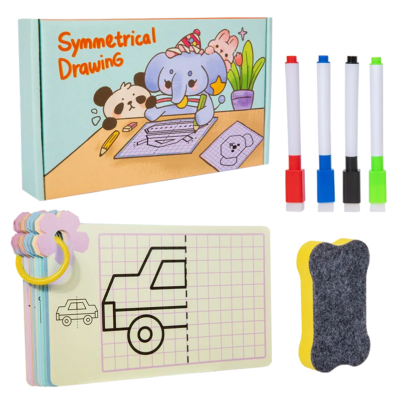 2024 kids erasable symmetrical drawing book pen control training notebook for toddlers logical thinking training educational toy