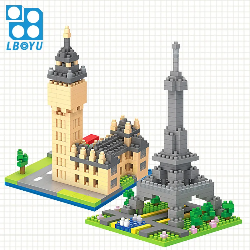 8400-8409 Eiffel Tower Easter Island Taj Mahal Big Ben Swan Stone Castle World Famous Building Blocks Model Brick Kids Gift Toys