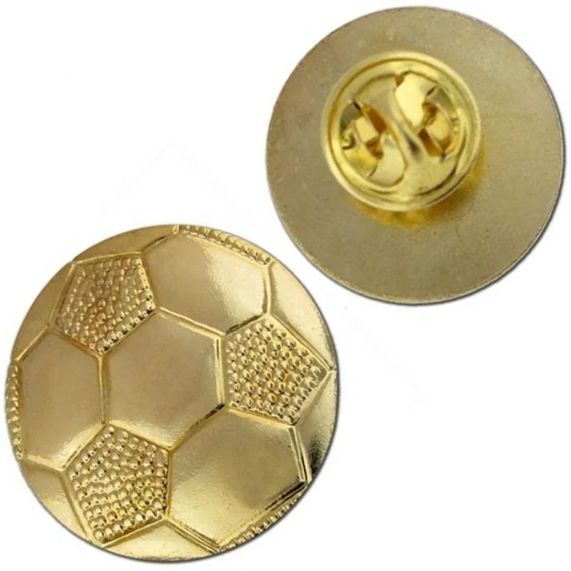 Soccer badges,custom made metal gold lapel pins,gold football badges