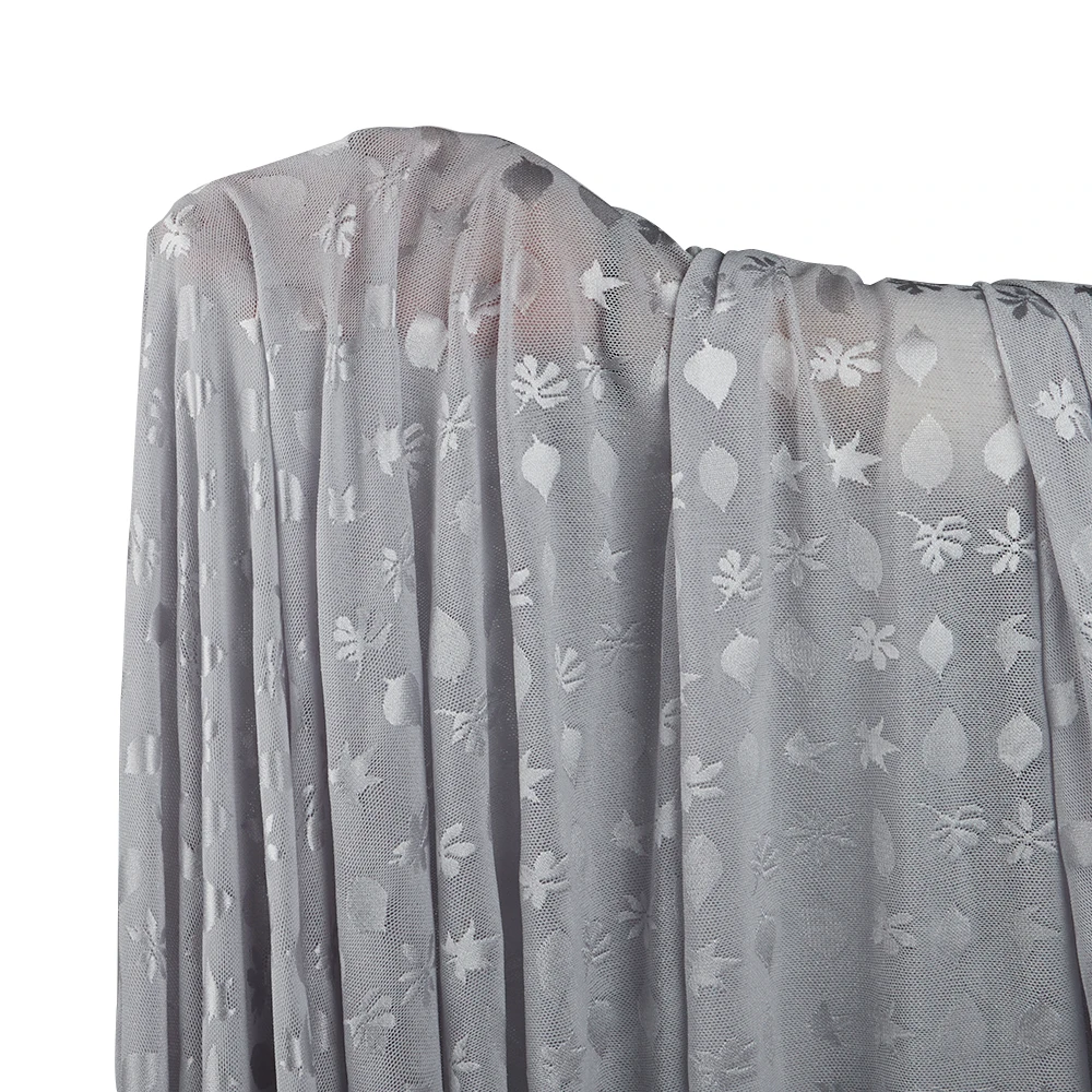 Поставщик на заказ белая 100% полиэфирная причудливая Цветочная сетчатая ткань с вышивкой