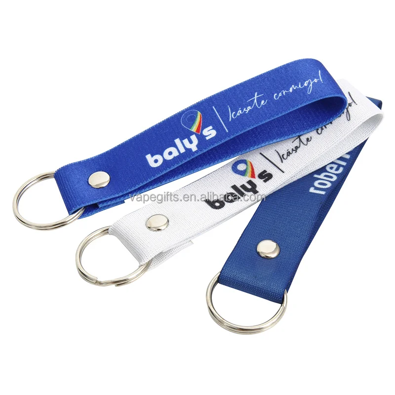 High Quality Custom Logo Keychain with Carabiner Clips Short Lanyard and Key Strap for Promotions
