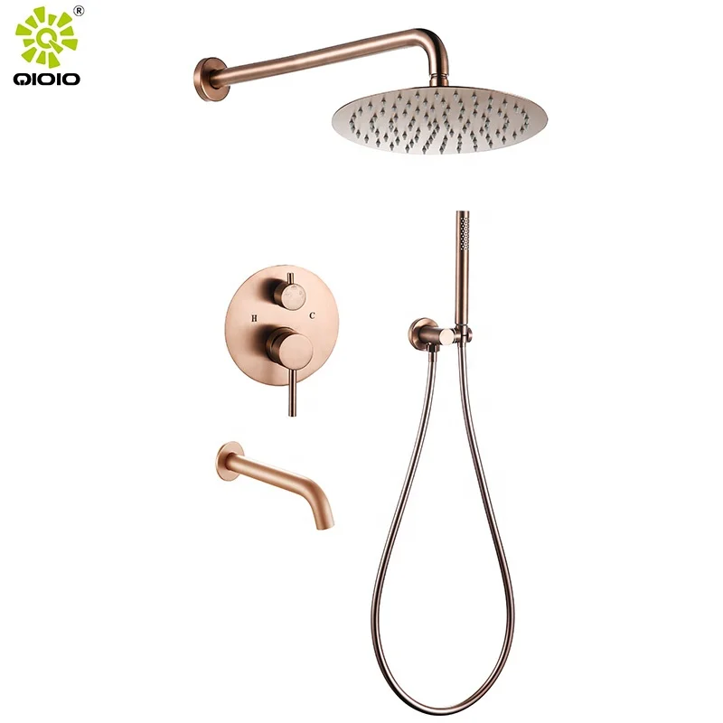 Chromed 3 Functions in wall 304 Stainless Steel bathroom shower faucet health faucet set