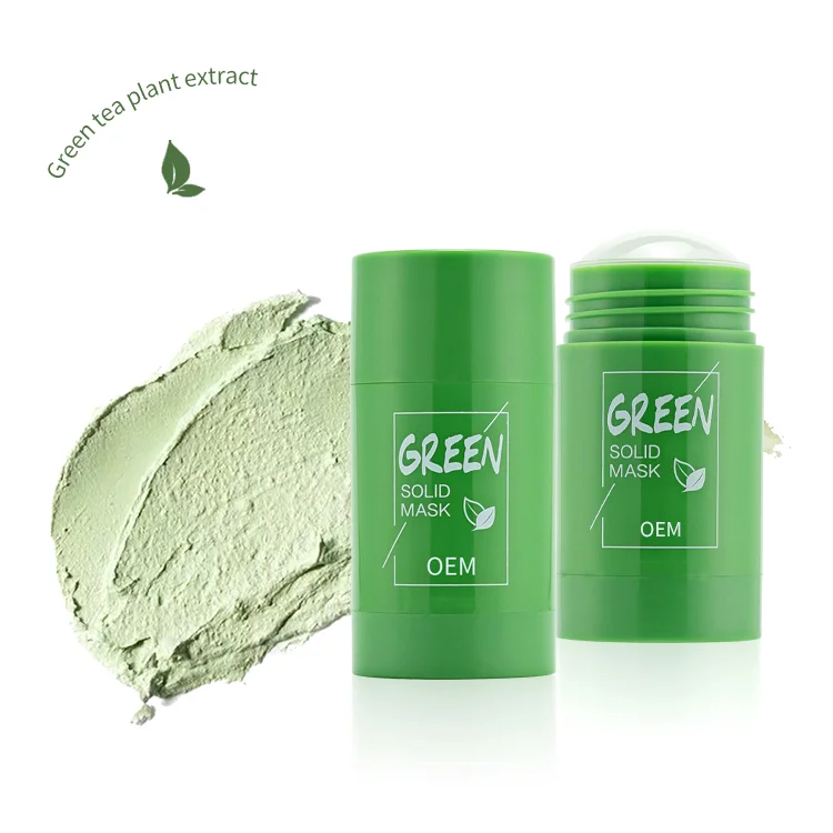 Green Tea Solid Ma sk skin Mud Stick Deep Cleansing Spread Green Tea Eggplant Solid Ma sk green tea purifying clay stick