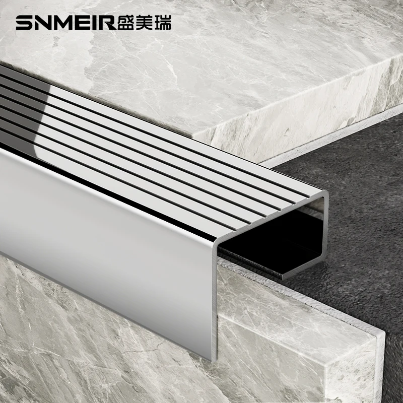 Foshan Supplier JECA Stainless Steel Stair Nosing Strips For Stair Non-slip 304 Stair Parts Stainless Steel Tile Trim