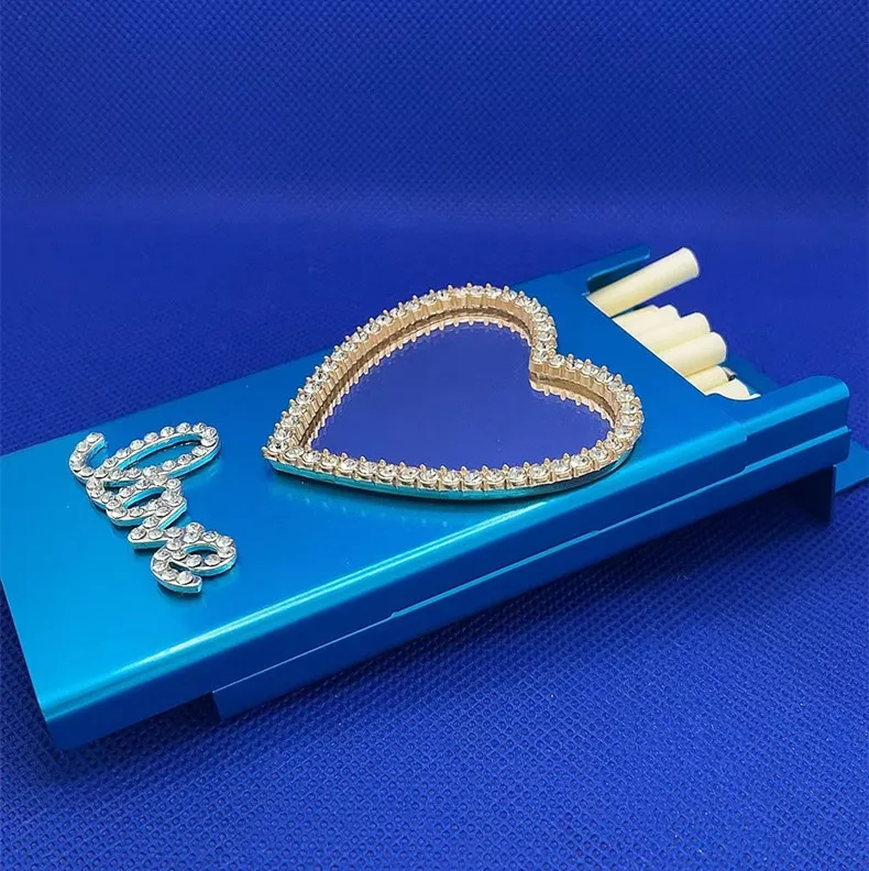 Fashion Heart Mirror Aluminum cigarette case 20pcs women cigarette case
