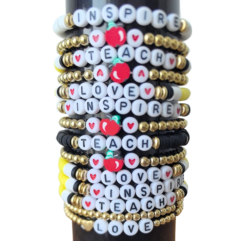 Customizable School Inspire Best Teacher Ever First Week Of School Gift For Pencil Teachers Bracelet