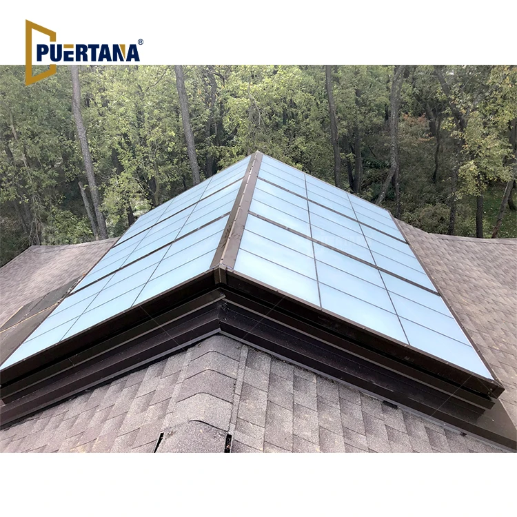 Architectural Glass Continuous Ridge Skylight with Vertical End Artistic Skylights Roof Windows