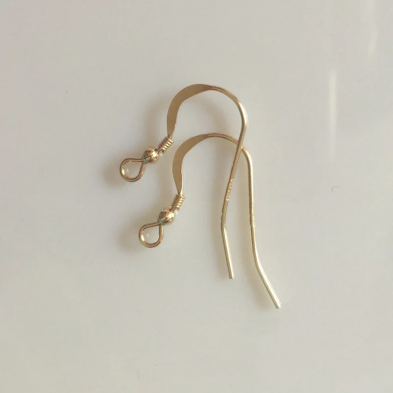 Fashion 14K Gold Filled Round/Flattened Ear Wire Hooks Earrings Clasps With 2.5MM Bead DIY Jewelry Making Findings Accessories