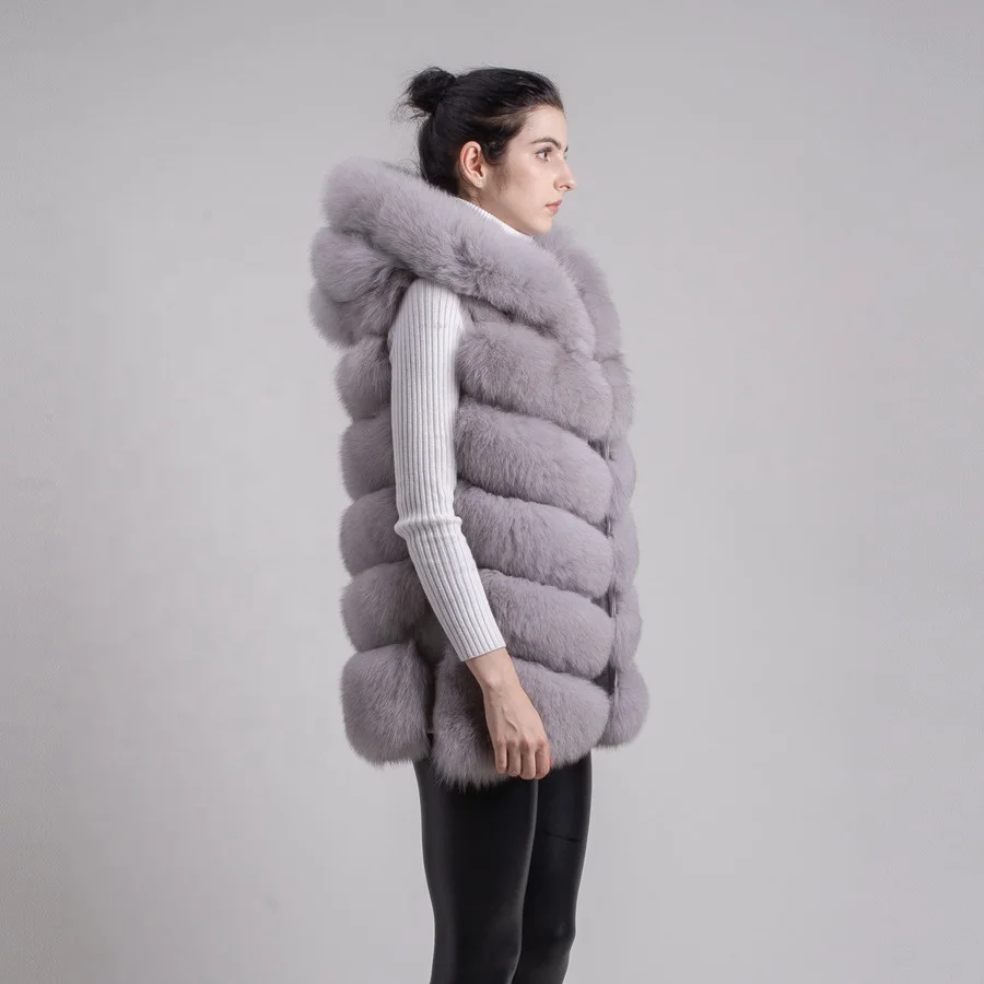 Бесплатная доставка, новое поступление, толстовка QIUCHEN- QC8056 из цельного натурального Лисьего меха, жилет высокого качества из плотного лисьего меха, модный жилет для девочек