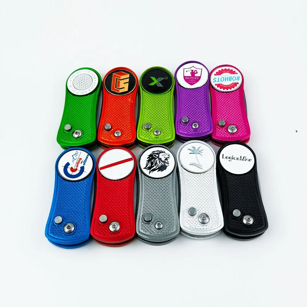 High Quality Retractable Golf Divot Repair Tool Custom Golf Ball Marker Pitch Fork