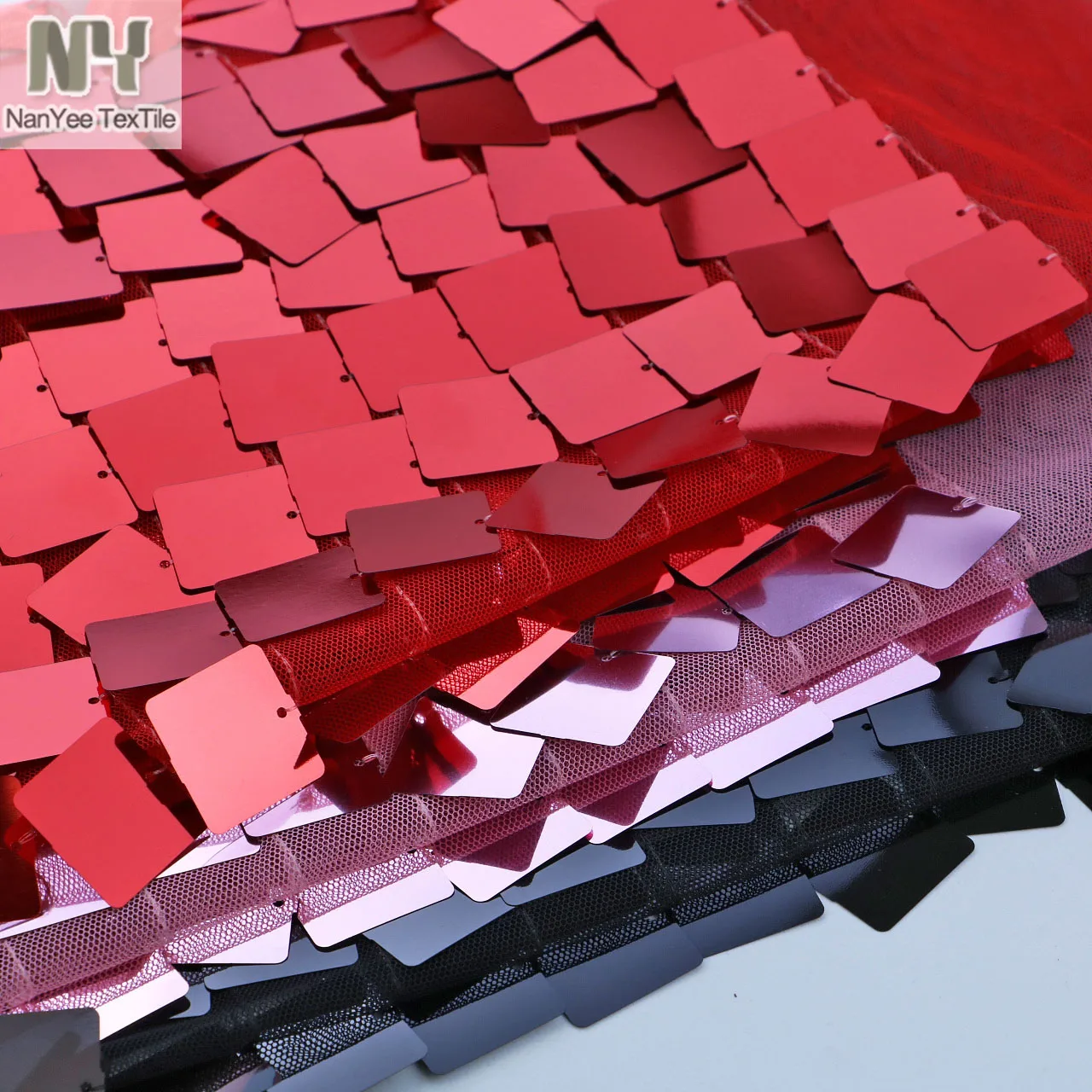 Nanyee Textile 2.5cm Plain Colors Large Square Sequin Fabrics For Dress & Backdrop Decoration