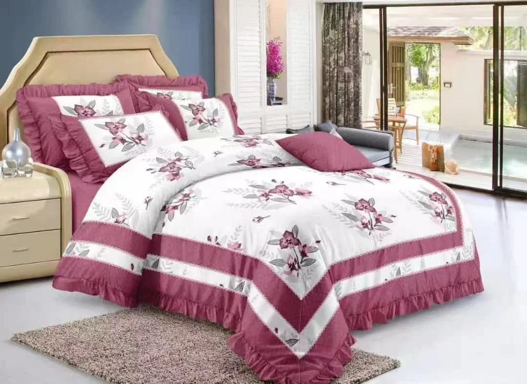Cotton 6PCS  bedding sets 1 Quilt cover & 1 Bed sheet & 4 pillowcases duvet cover set bedding set with zipper