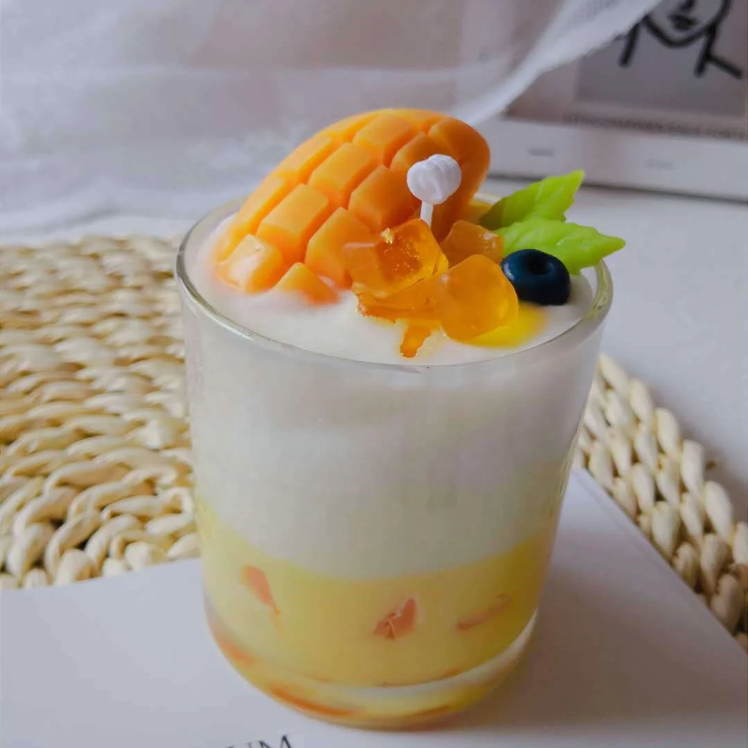 Hot sale Novelty ice Mango drink DIY soy wax scented candle for gift home decoration candle oil scents