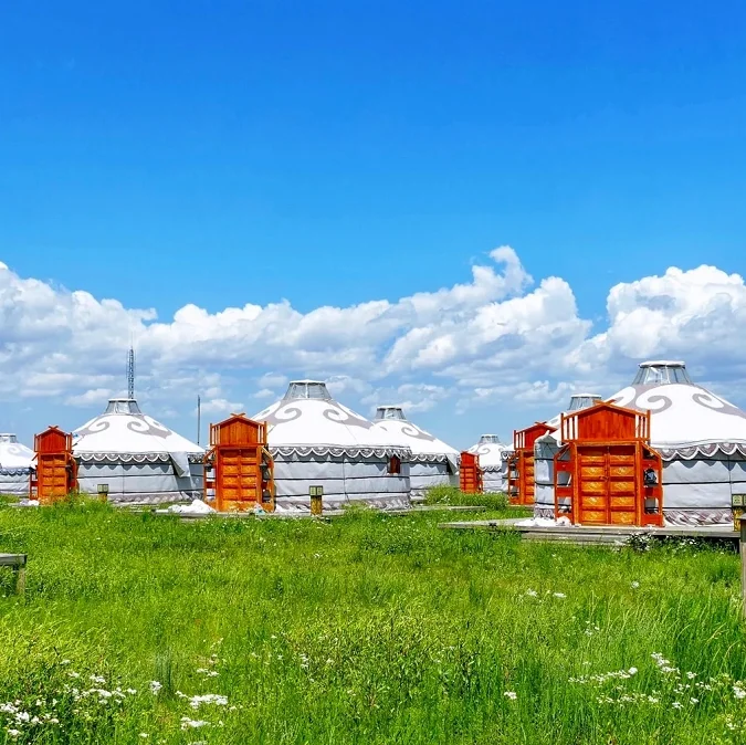 Painted Steel Frame Structure Mongolian Ger Yurt Tent