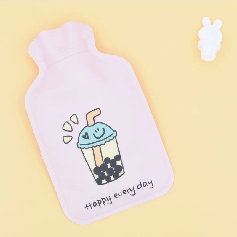 
new portable cartoon hot water bag PVC warm water bag clip cotton anti scald 
