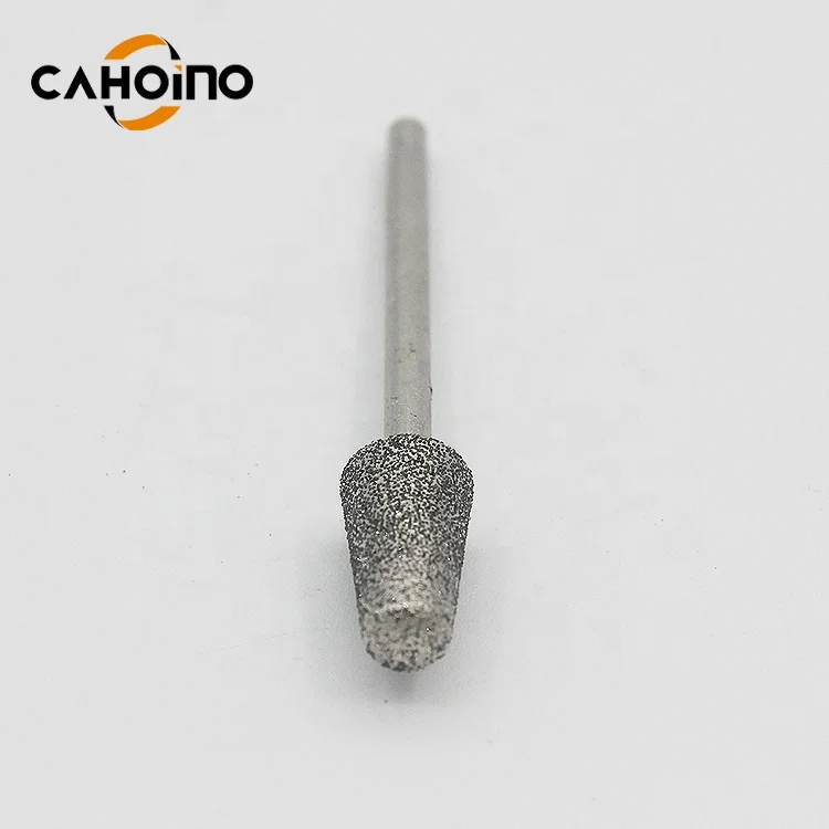Shank 2.35mm 3/32 Inch Cone Shape Abrasive  Grinding Head Jade Carving Polishing Diamond Coated For Rotary Tools Includes Dremel