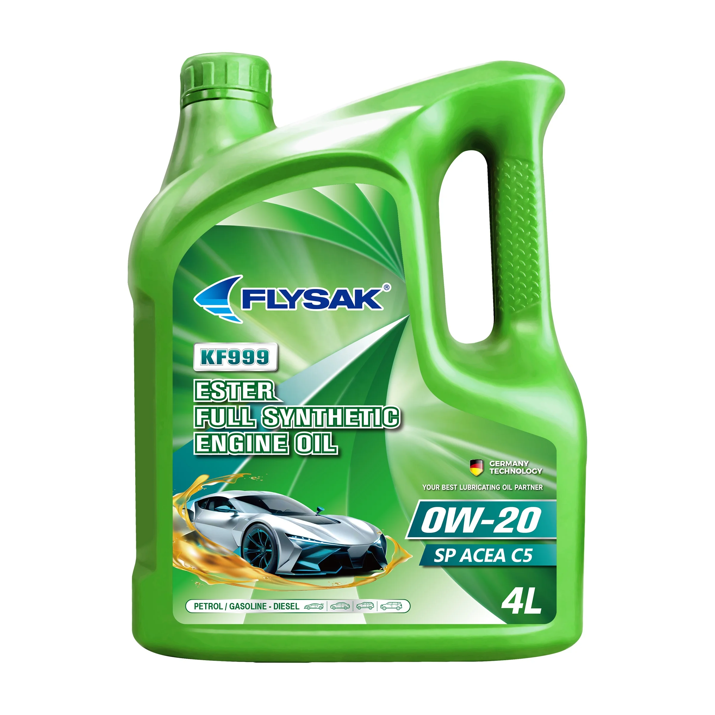 factory direct sale FLYSAK KF999 fully synthetic ester engine oil c5 sp 0w-20 4l