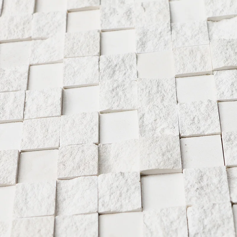 Popular mushroom stone three-dimensional background wall porch white sand beige marble mosaic