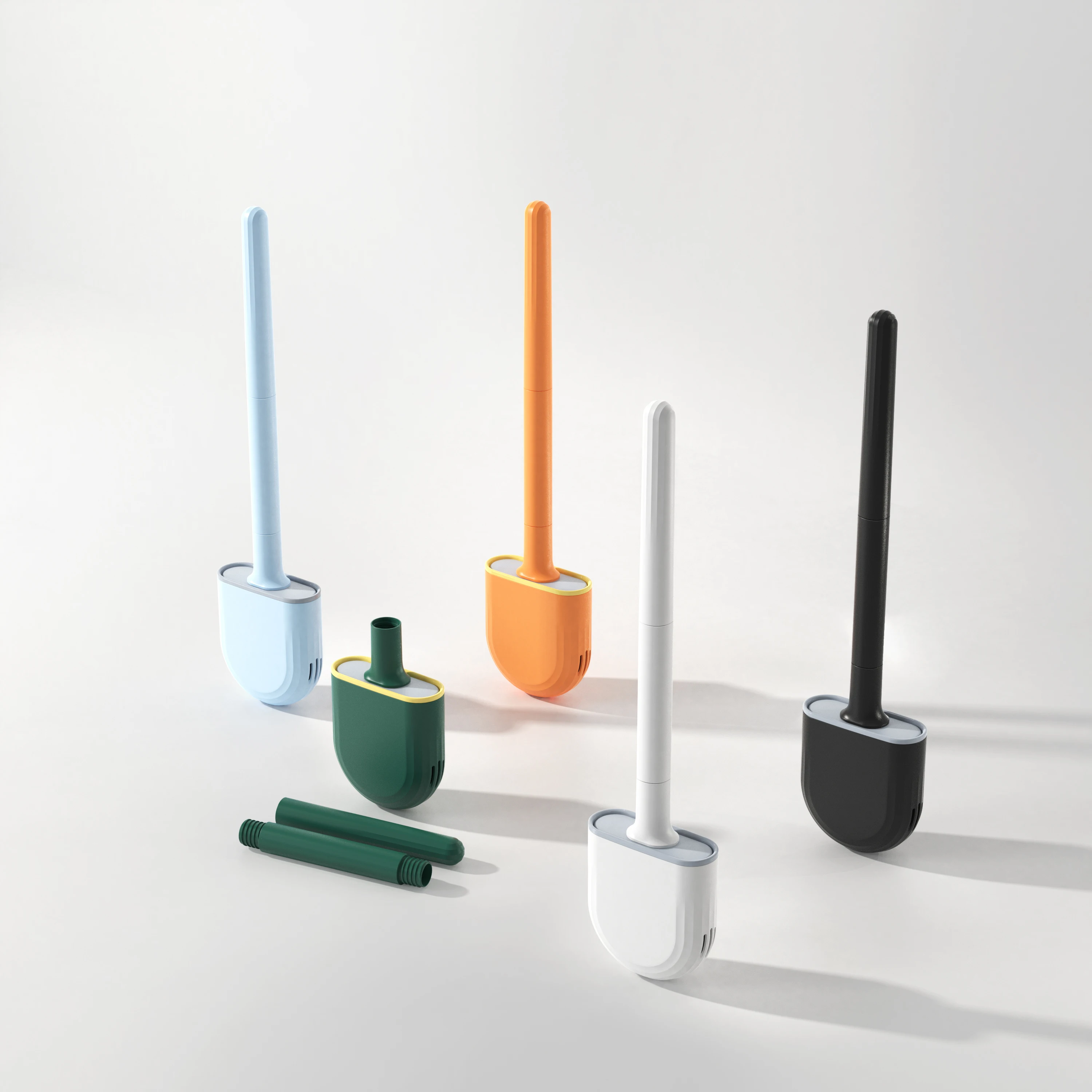 Sanga New Design Cheap Mini Plastic Black Silicone Flexible Toilet Cleaning Brush And Holder For Bathroom