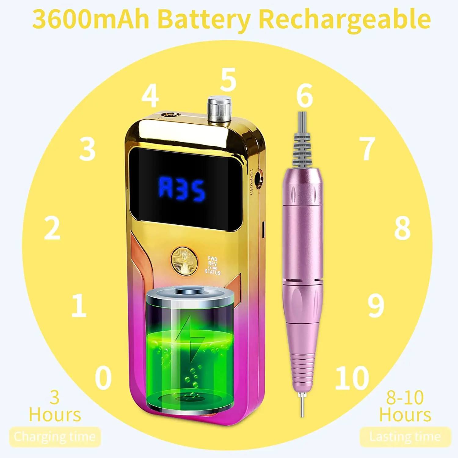 35000 RPM cordless Rechargeable Electric Nail File Machine E File for Acrylic Nails Gel Polishing Removing nail drill machine