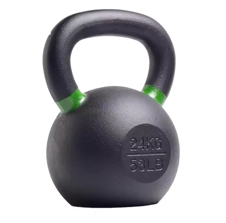 High Quality Custom Logo Strength Training Weight Lifting 4-32 KG Power Coated Cast Iron Kettlebell With Color Rings