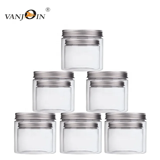 Food Grade PET Material Transparent Round Food Salad Jar 250ml 300ml 500ml 1000ml with Air-tight Lid
