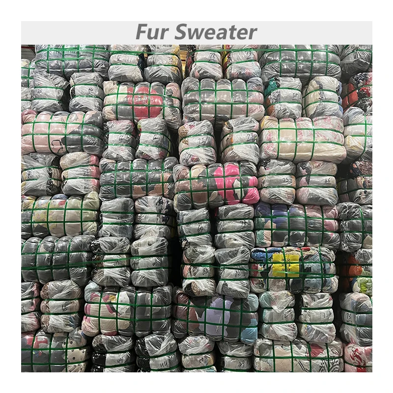 Branded Selected Second Hand Fur Sweater Used Women Clothes Clothing Sweater in Bales