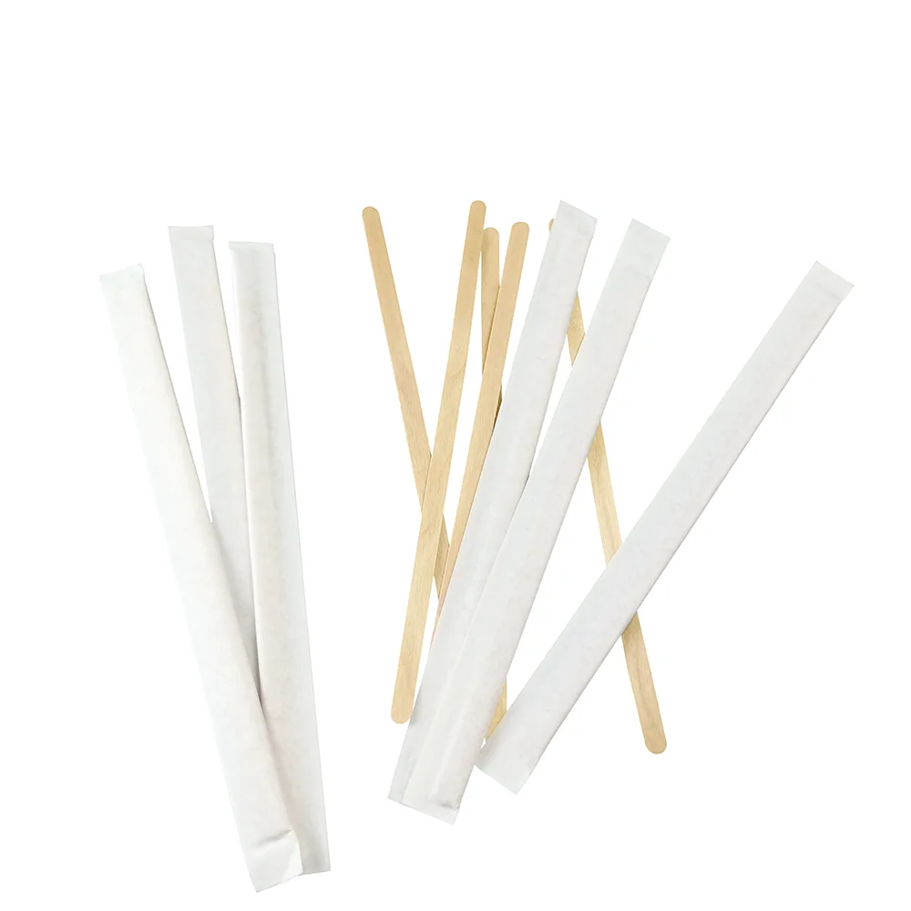 Disposable Individually Paper Wrapped Wood Coffee Stirrers