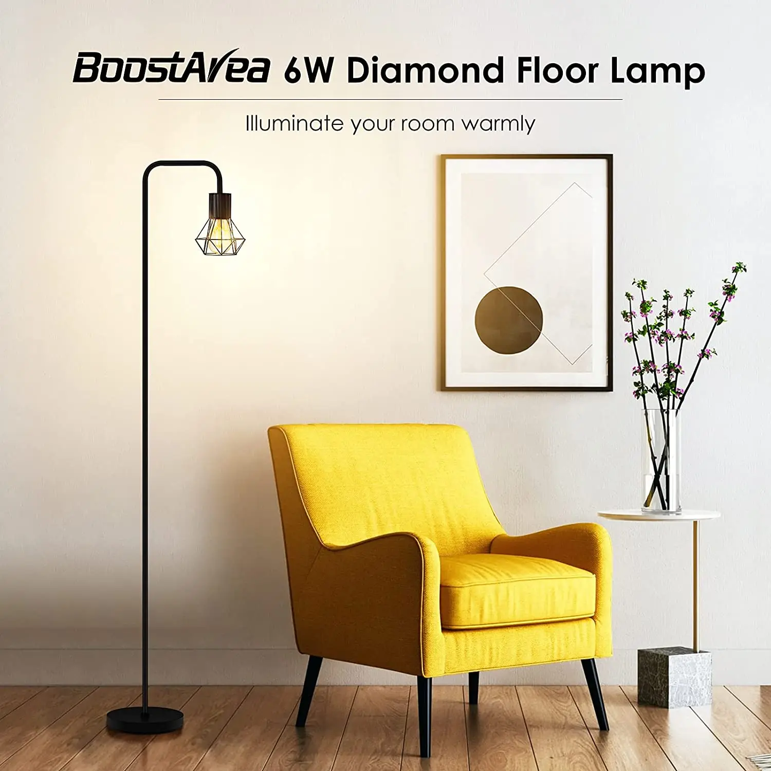 Amazon popular metal Industrial Floor Lamp with 6W LED Bulb and Footswitch, Whole Metal, Modern Floor Lamp for Bedroom