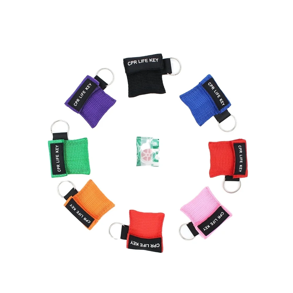 Wholesale disposable free breathing barrier face shield life key keychain training cpr mask