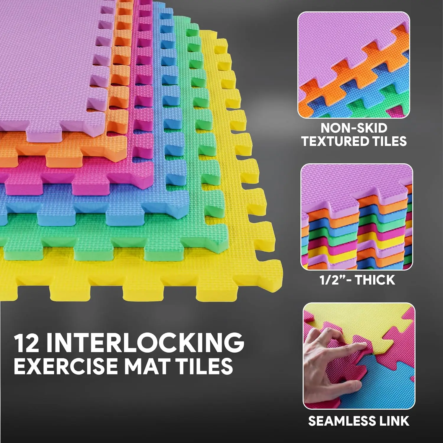 Wellshow Sport Fitness Foam Floor Mat Puzzle Exercise Mat with EVA Foam for Protective Flooring for Home Workout