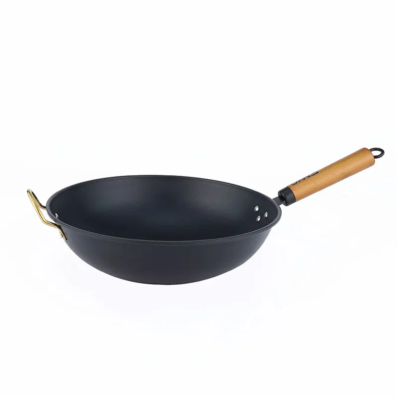 Kitchen Cooking Non Stick High Capacity Fry Pans Pre-seasoned Carbon Iron Chinese Wok