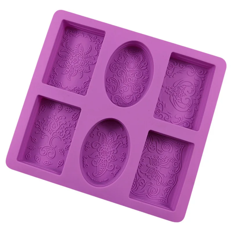 Handmade Silicone Soap Molds DIY Baking Rectangle Silicone Soap Molds Mixed Patterns Soap Making Supplies