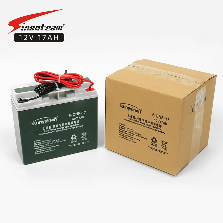 12V17AH wire lead 12 volt lead acid rechargeable ups battery 12v 17ah agm solar wind energy storage battery