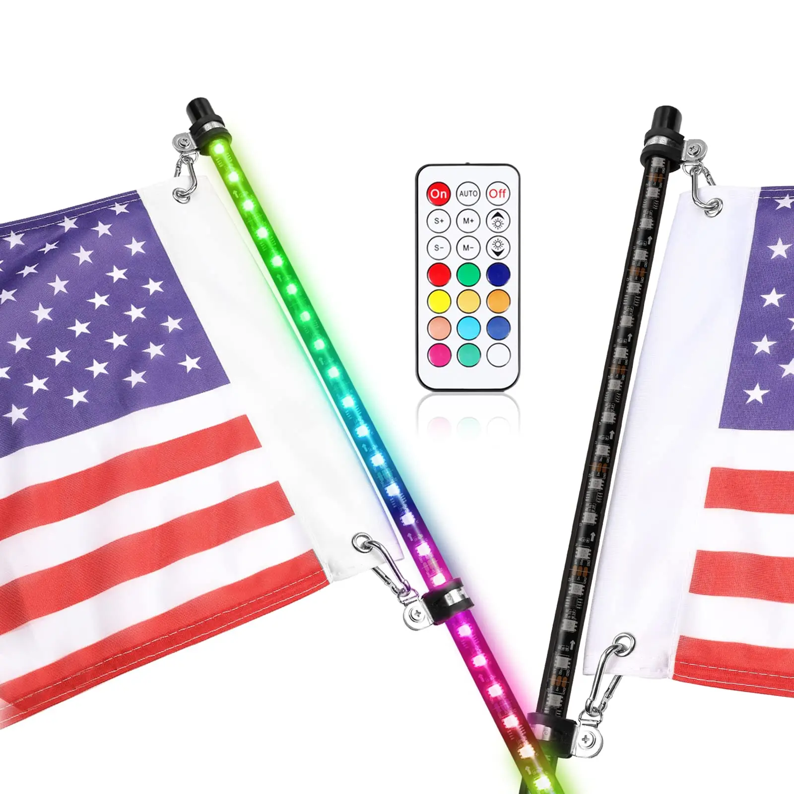 4FT Spiral RGB Led Whip Light with Spring Base Chasing Light RF Remote Control Lighted Antenna Whips for ATV UTV RZR Polaris