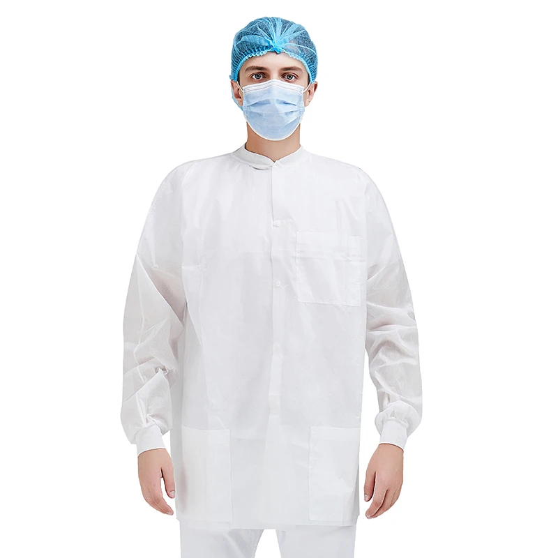 Top Quality Sanitary Smock 40 GSM Suits Examination Sterile Uniform Sterile Waterproof White Uniform Lab Disposable