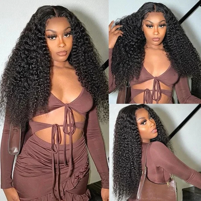 Lace Frontal Wig Vendors Wholesale Kinky Curly Transparent Lace Front Wigs For Black Women 100% Virgin Brazilian Human Hair Wigs