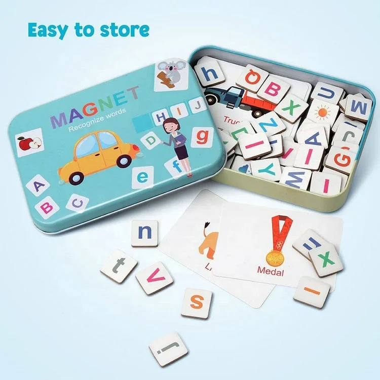 Magnetic Letters and Numbers Toys, Fridge Magnets ABC Alphabet Word Flash Cards Spelling Counting Game