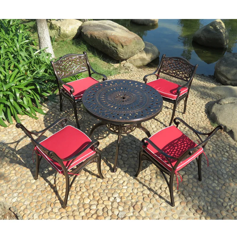 New design bistro set metal outdoor dining table set aluminium garden table and chairs