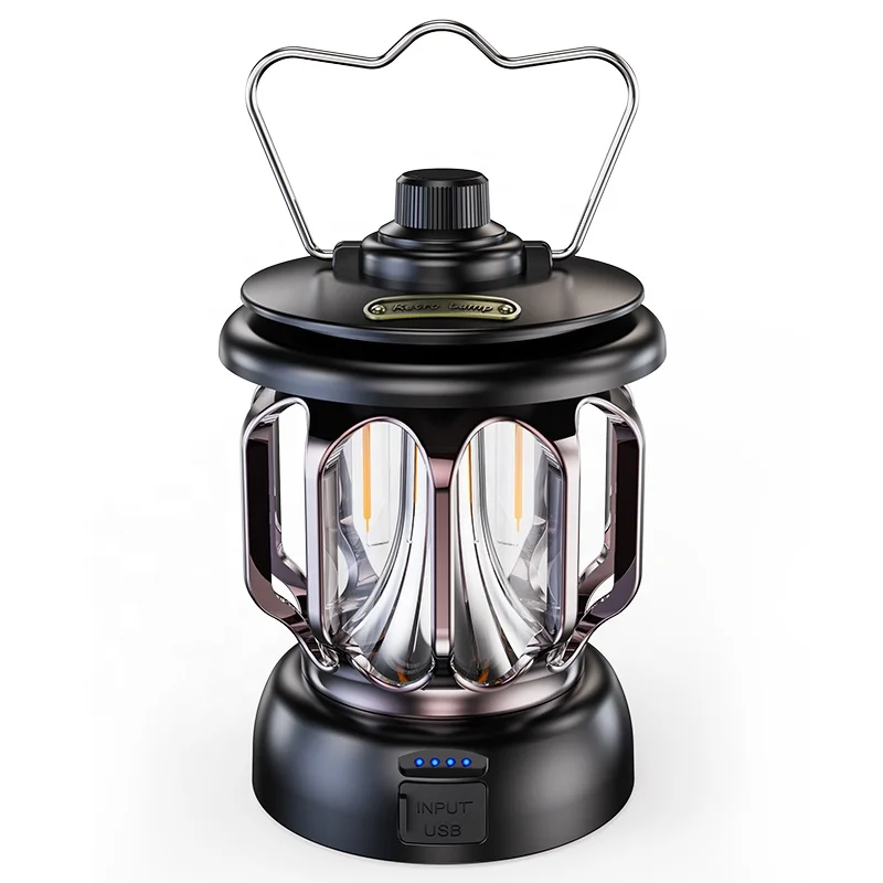 New Retro Portable Camping Lantern 4800mAh Outdoor Kerosene Vintage Camp Lamp Tent Light for Hiking Climbing Yard