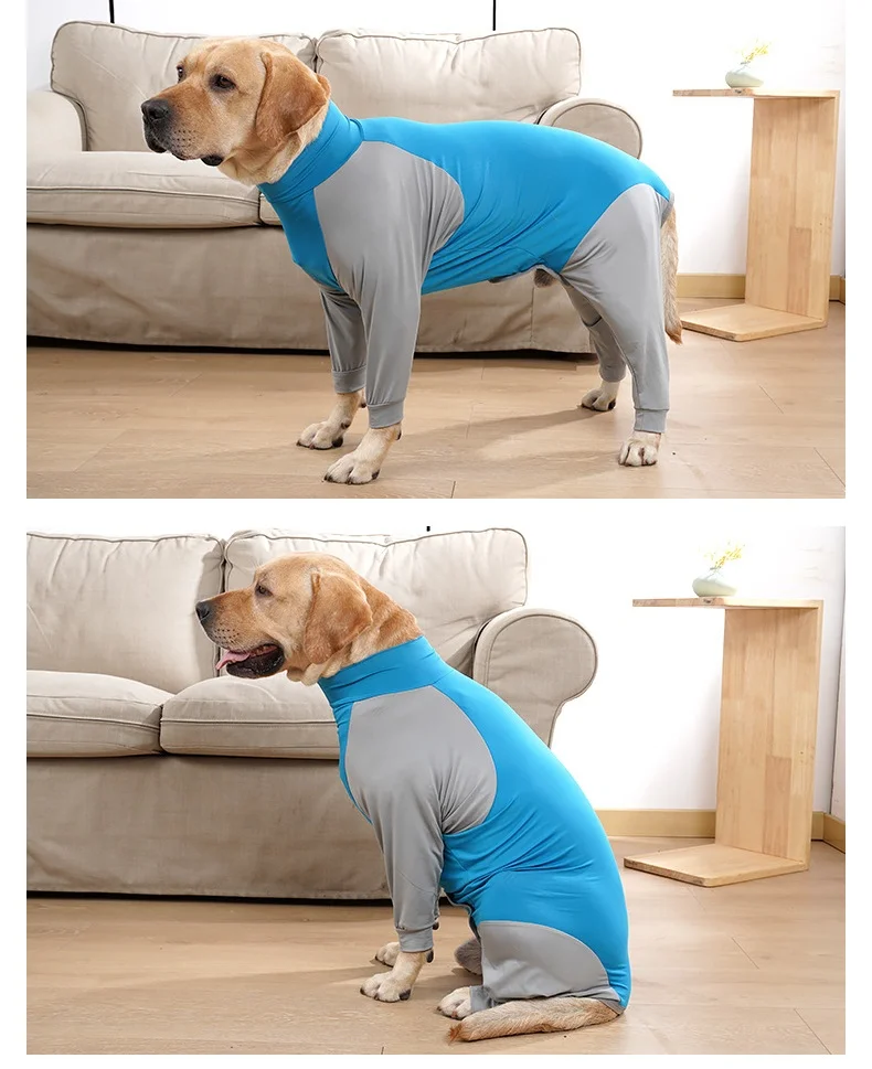 Wholesale Luxury  Pet clothing Suitable for Large dogs  breathable all-inclusive Anti-hair four-legged design dog coat dog suit