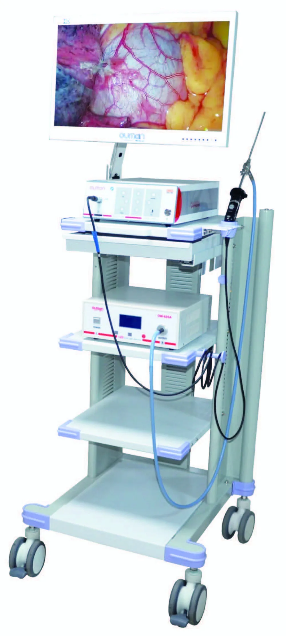 OM-TCE ABS Colposcope Hysteroscope Metal Trolley Cart