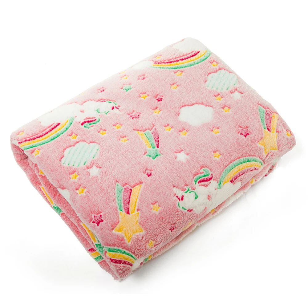 Glow in The Dark Throw Blankets Luminous Unicorns Blanket for Girls Super Soft Flannel Furry Fleece Blanket