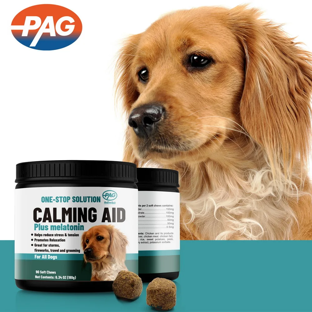 Custom Formula Size Calming Bites Pet Health Care Supplements Dental Dog Soft Chews Calming Aid Dog Supplement