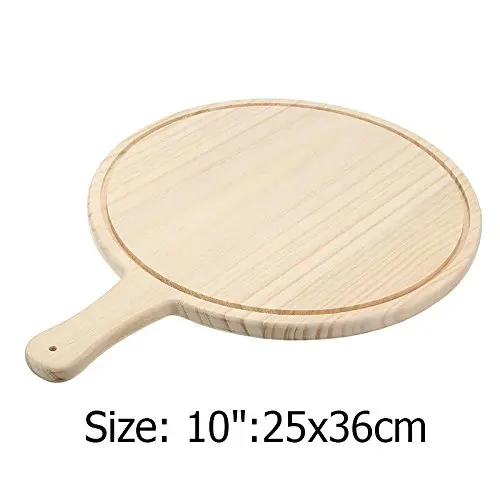 Wooden Round Wood Food Plate Pizza Cutting Board Kitchen Tools Serving Paddle Pizza Peel With Handle