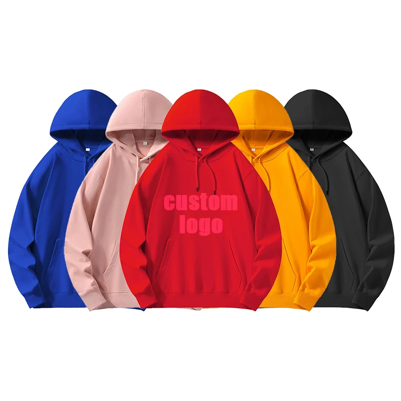 Multi-solid color personalized printing pattern design long-sleeved warm hoodie custom pullover sweater men