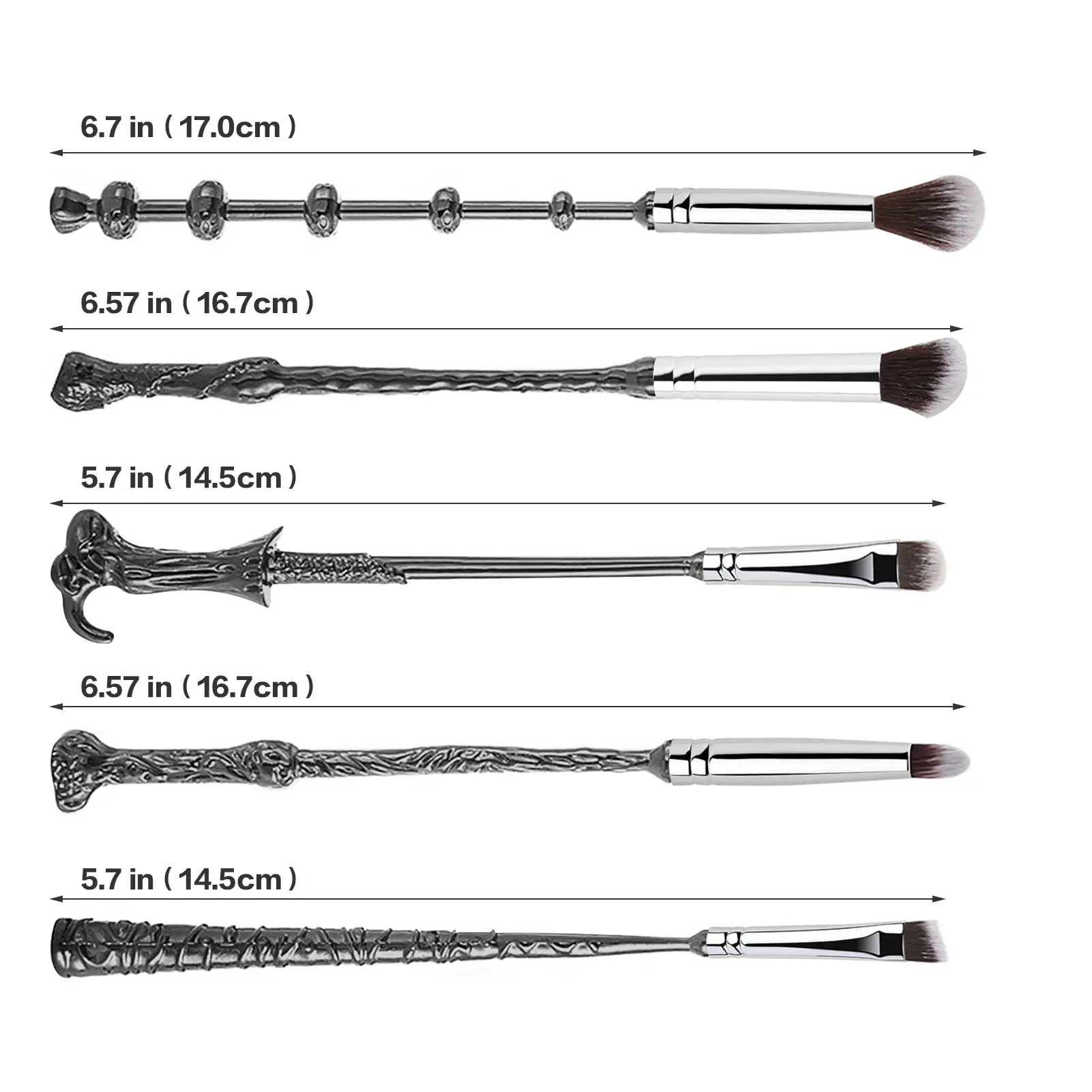 5 Pcs Wizard Wand Makeup Brushes Wechip Premium Synthetic Makeup Brushes Magical Metal Brush For Foundation Blending Blush